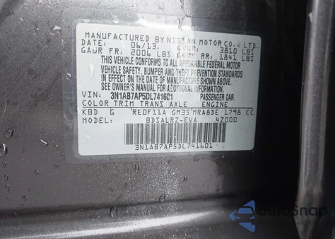 2013 Nissan Sentra Sr from USA, damaged, VIN 3N1AB7AP5DL741601